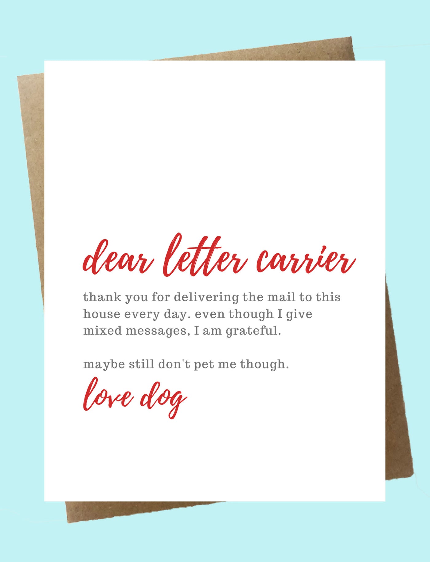 Dear Letter Carrier /  Mailman Card